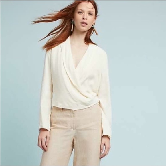 Anthropologie Jackets & Blazers - ANTHROPOLOGIE Ivory Button Wrap Blazer